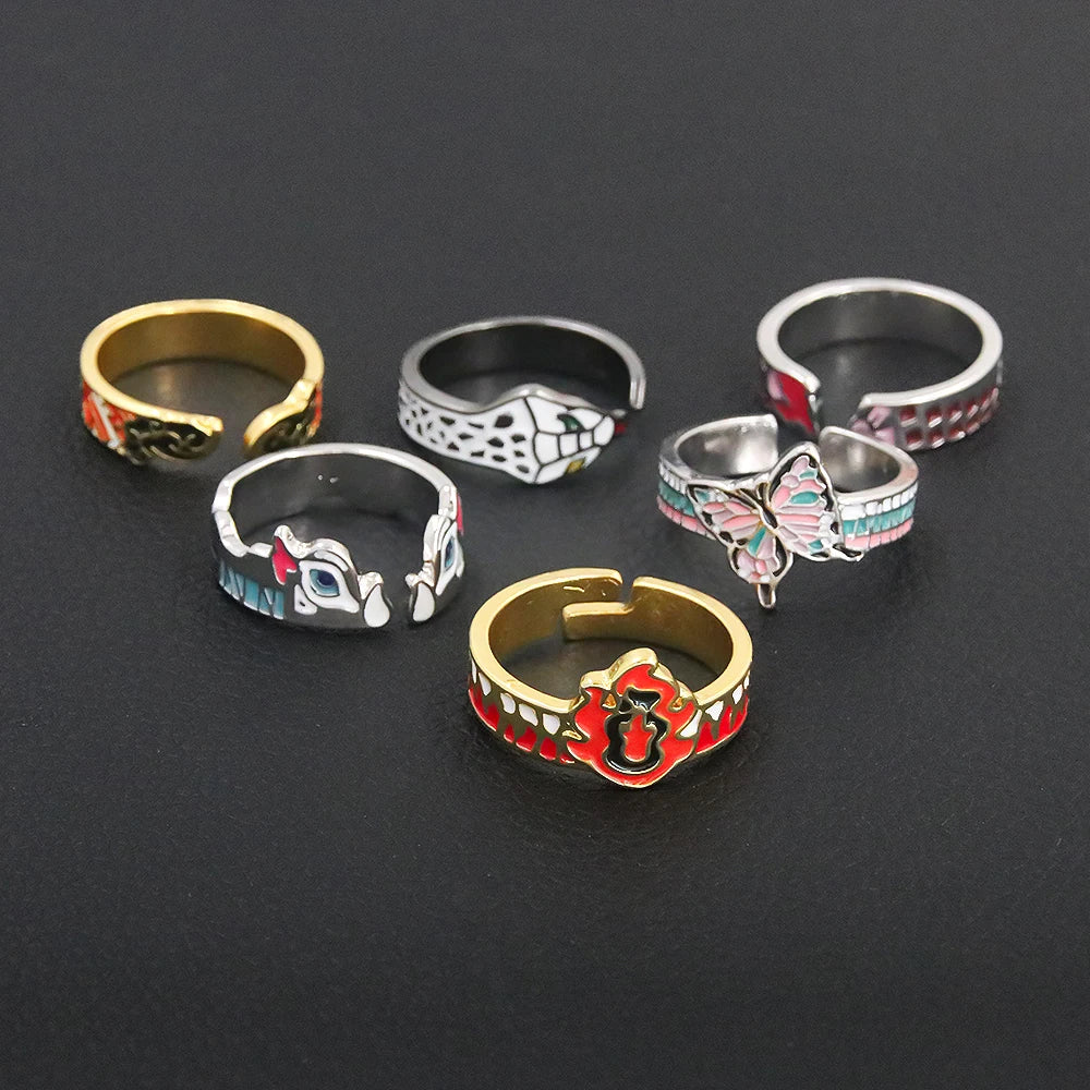 Demon Slayer Cosplay Ring – Adjustable Kimetsu no Yaiba Anime Accessory