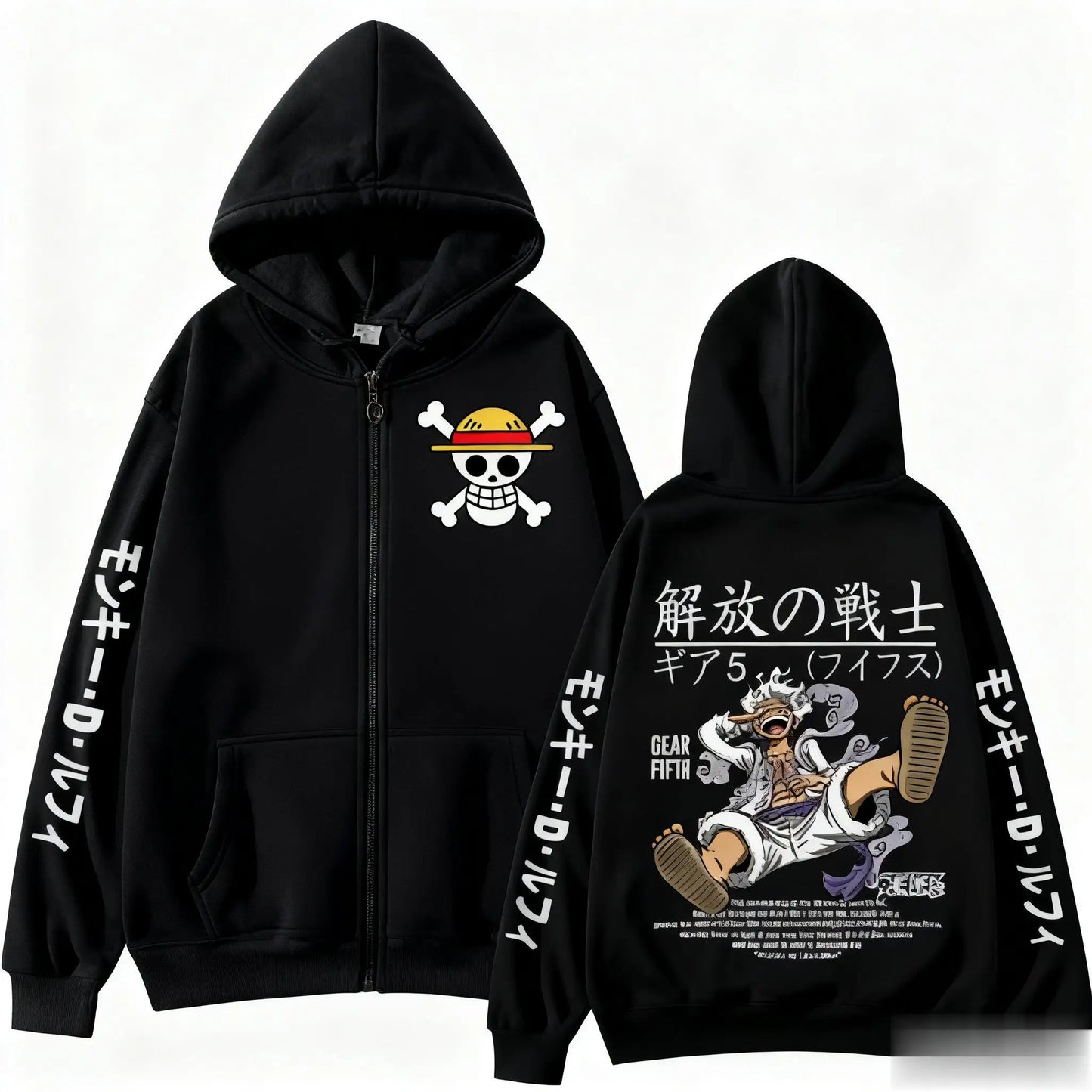 Unisex One Piece Zipper Hoodie – Anime Print Sweatshirt Casual Streetwear